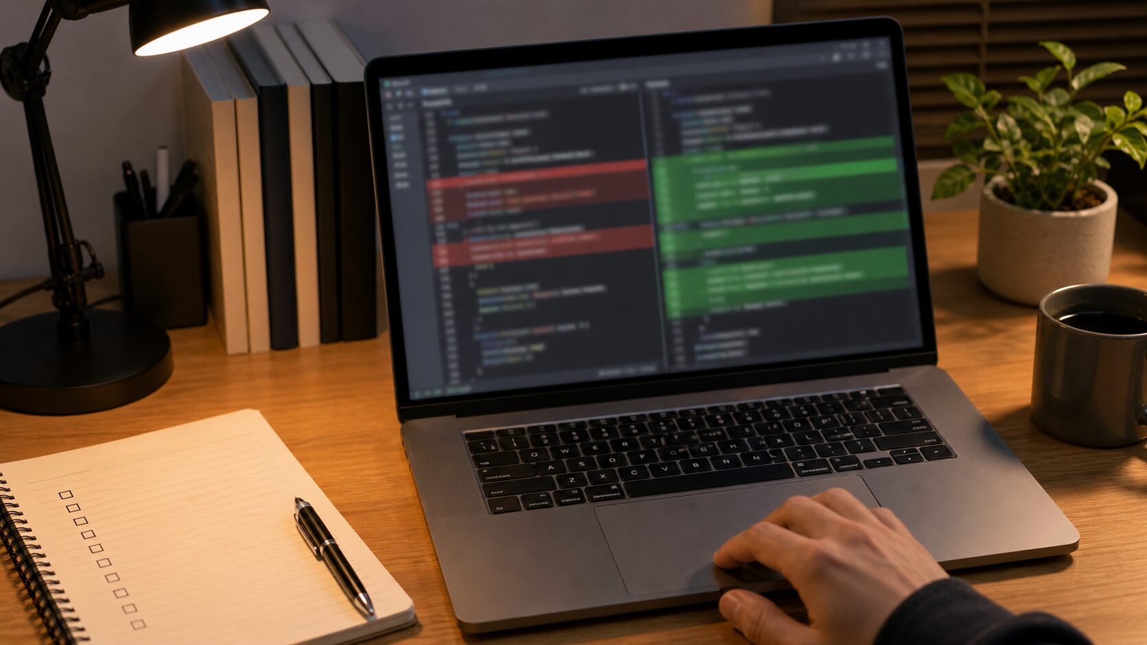 AIが作ったコード差分をレビューするイメージ