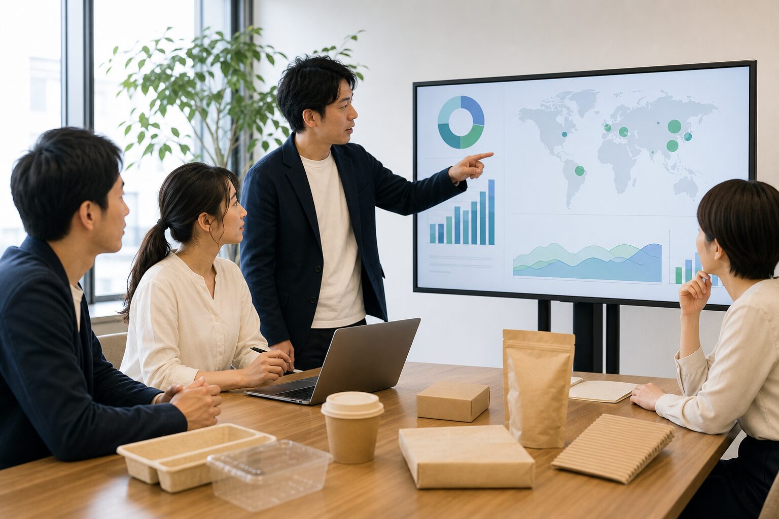 サプライチェーンの排出量を確認する企業のイメージ