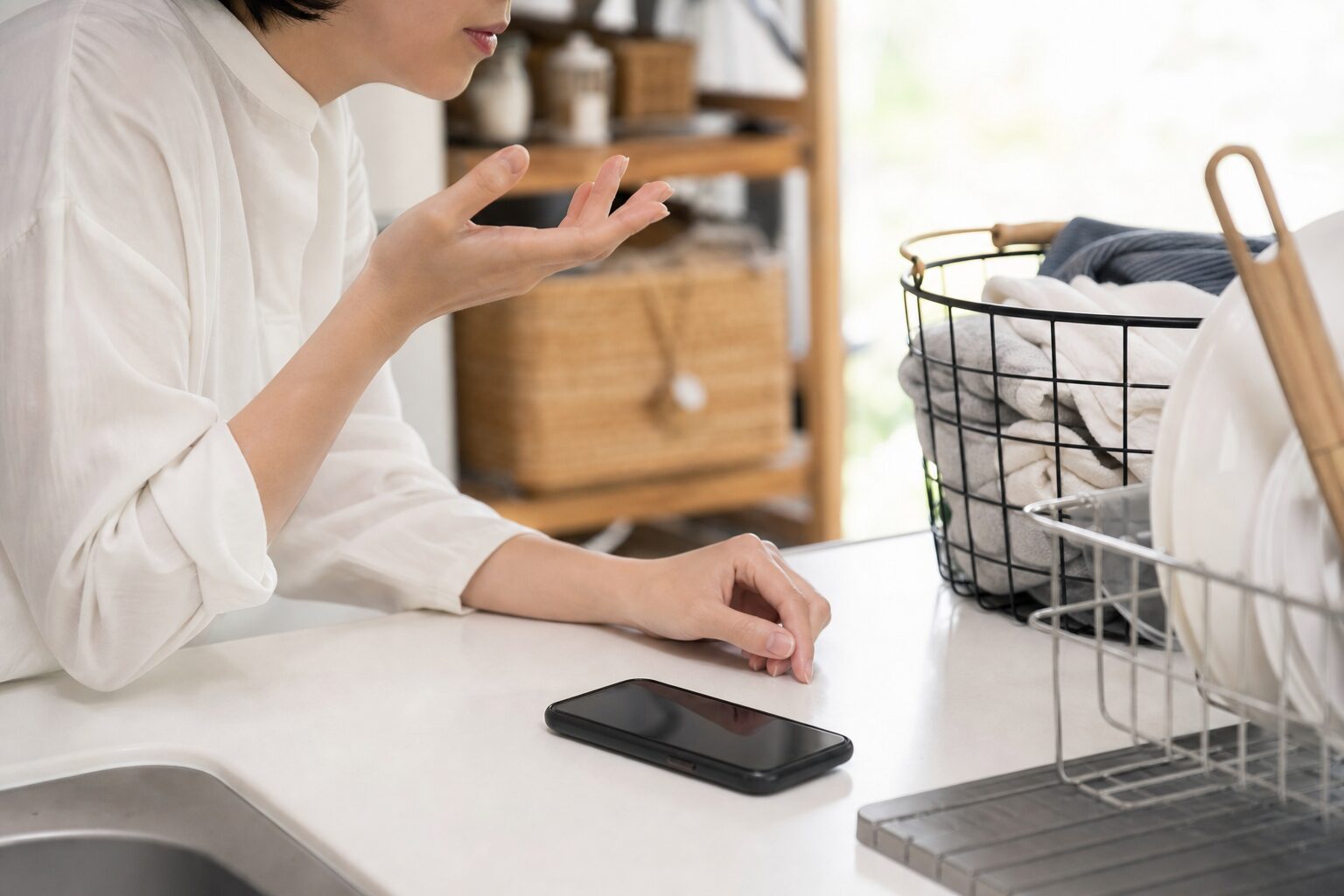 家事の音声指示と生活動線を確認するイメージ