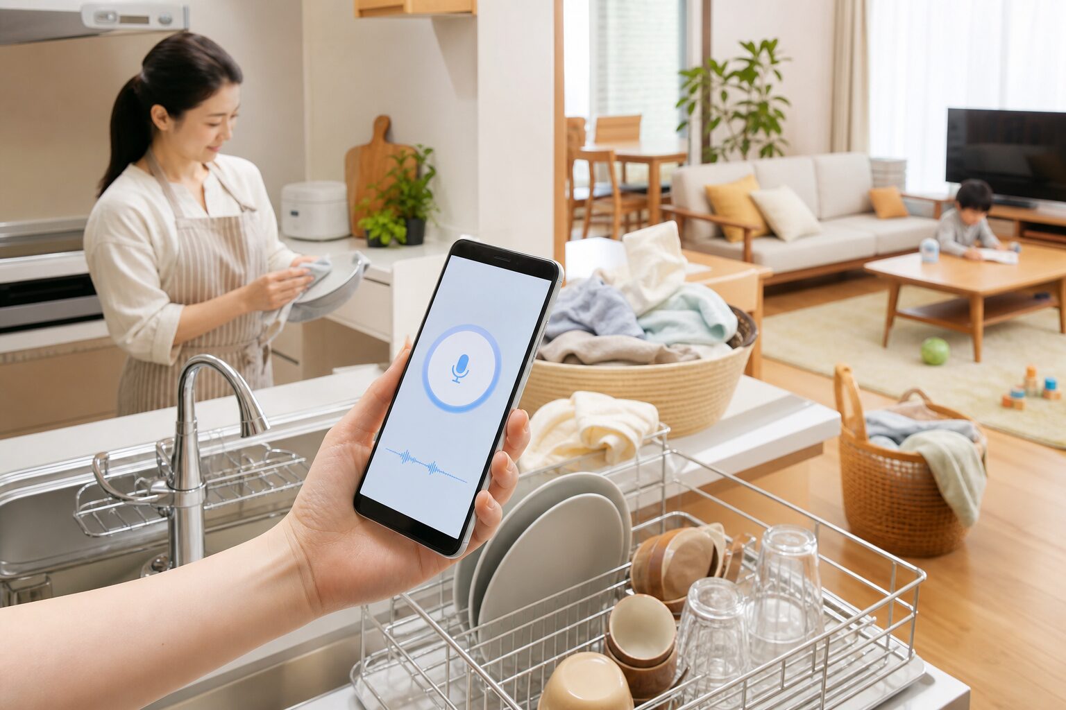 AI家事の使い方を整理する家庭のイメージ