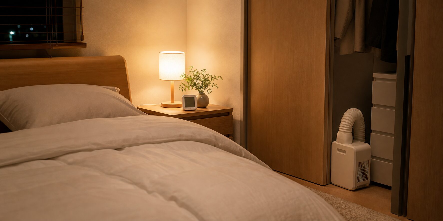乾いた寝具で眠る寝室のイメージ
