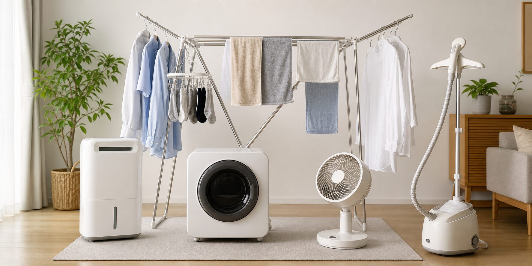 部屋干し家電を比較するイメージ