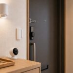 一人暮らしの玄関に防犯家電を置いたイメージ