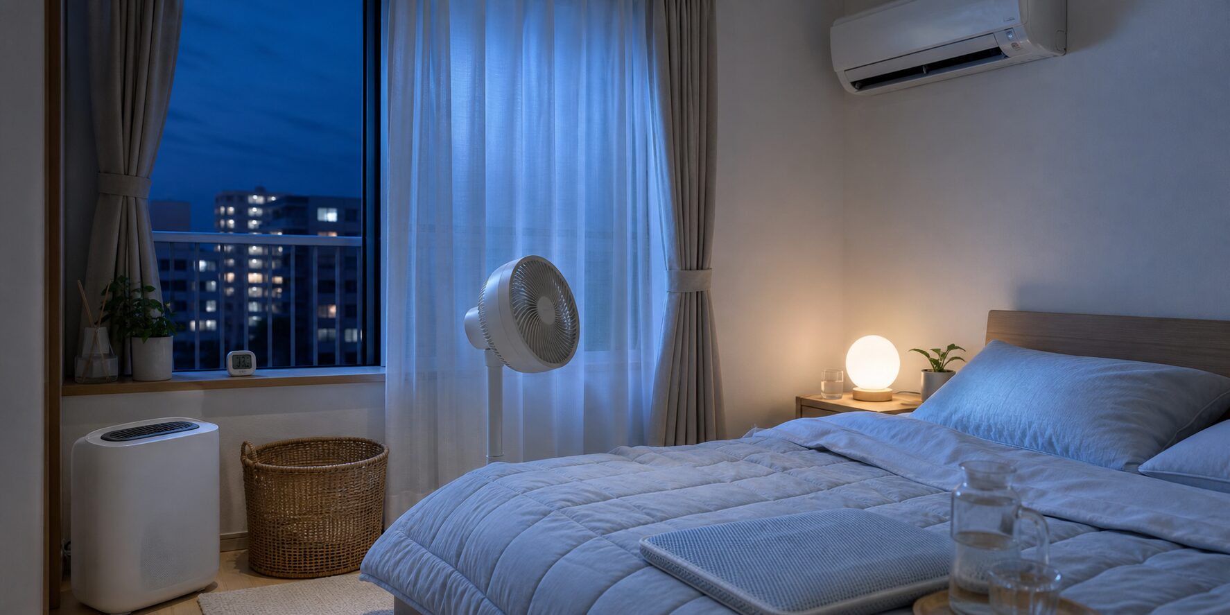 熱帯夜レスキュー家電を使う寝室のイメージ