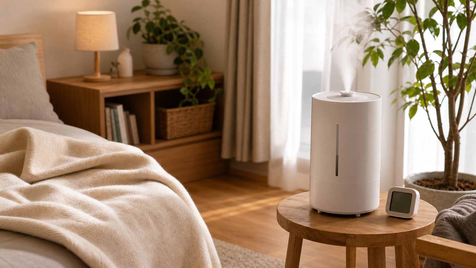 部屋で加湿器が稼働しているイメージ