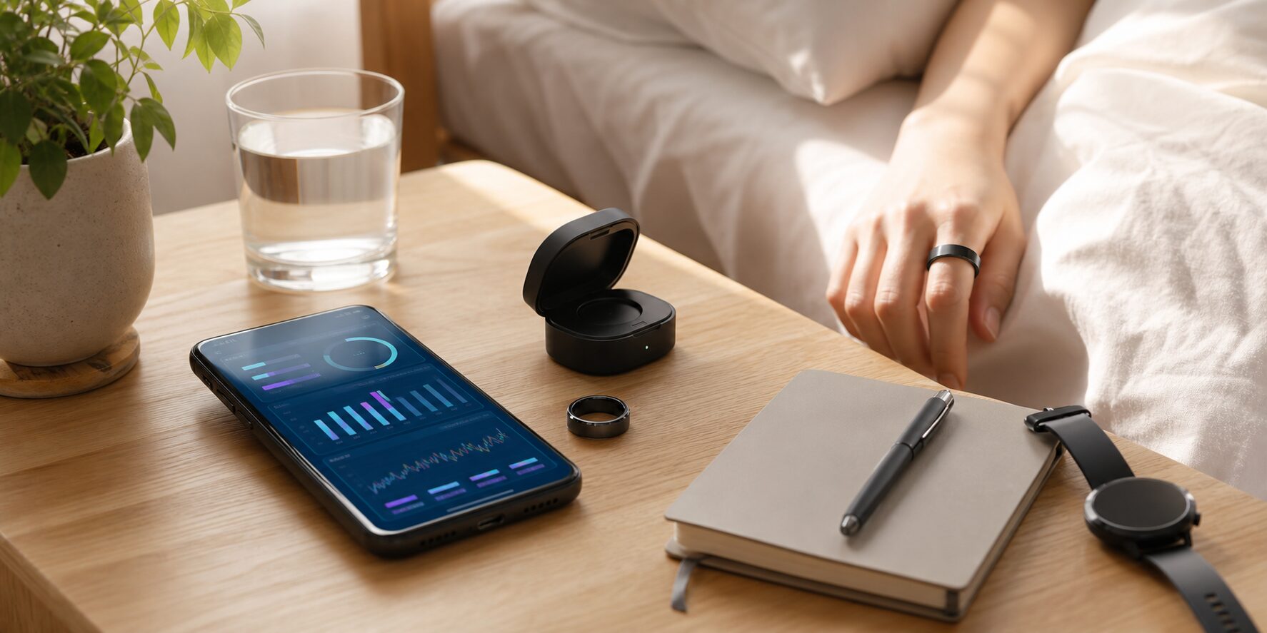 スマートリングと健康管理アプリのイメージ