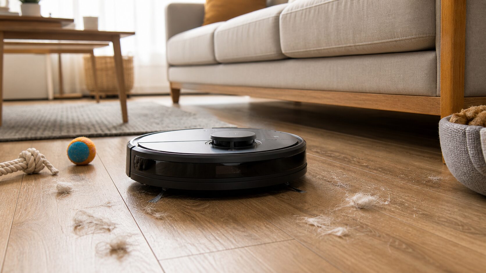 ペットの毛を掃除するロボット掃除機のイメージ