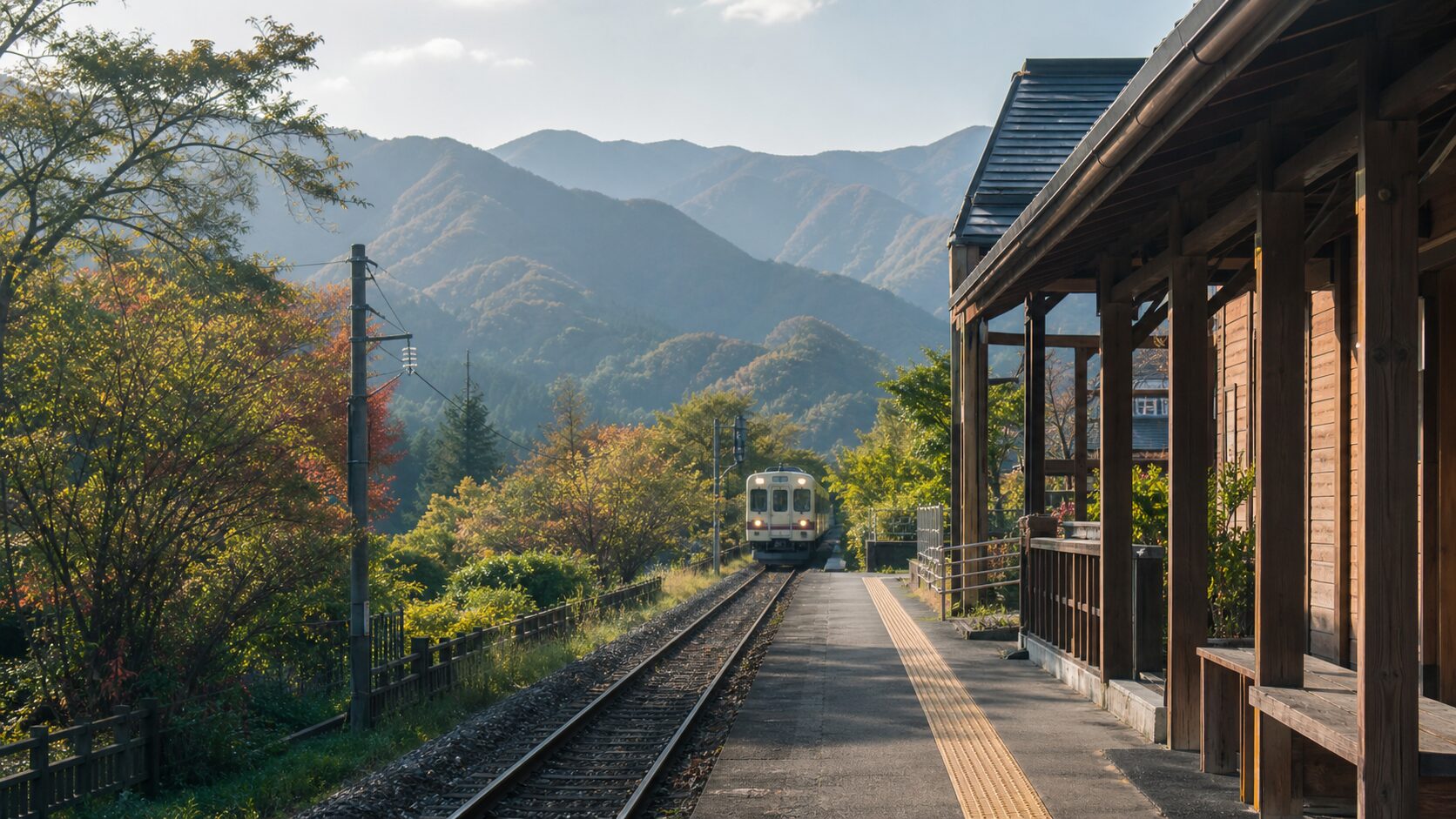 秩父方面へ向かう地方鉄道の駅のイメージ