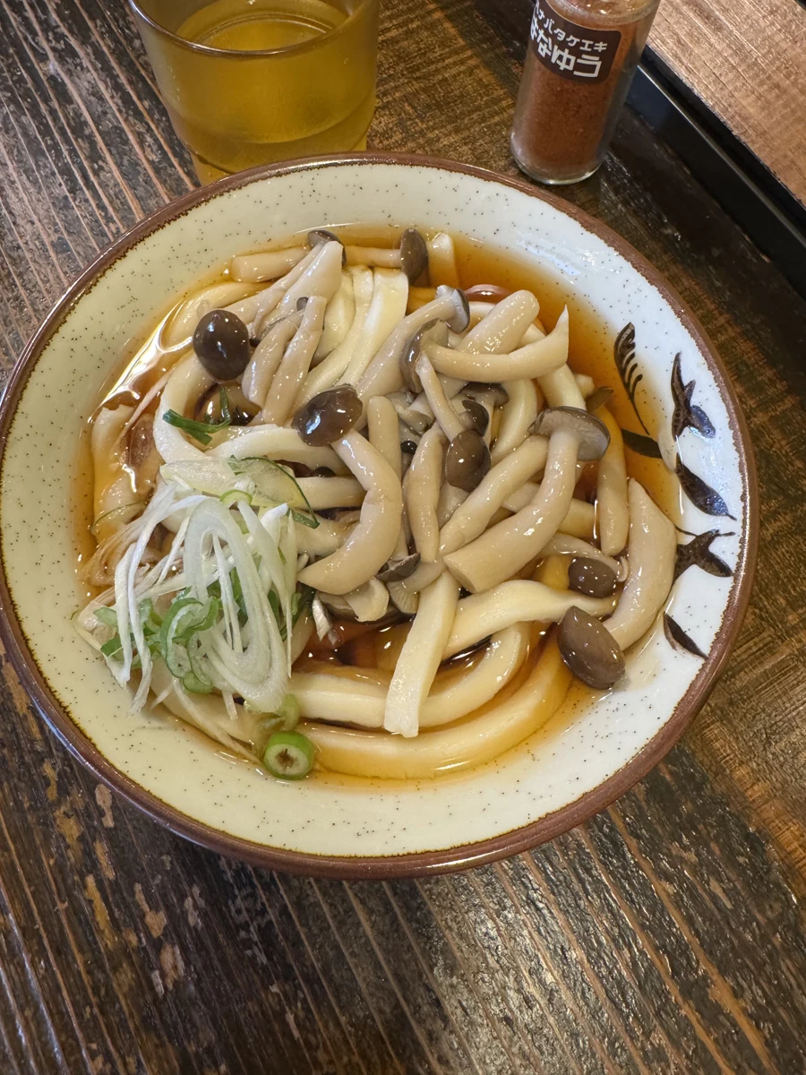 しめじとねぎがのったうどん